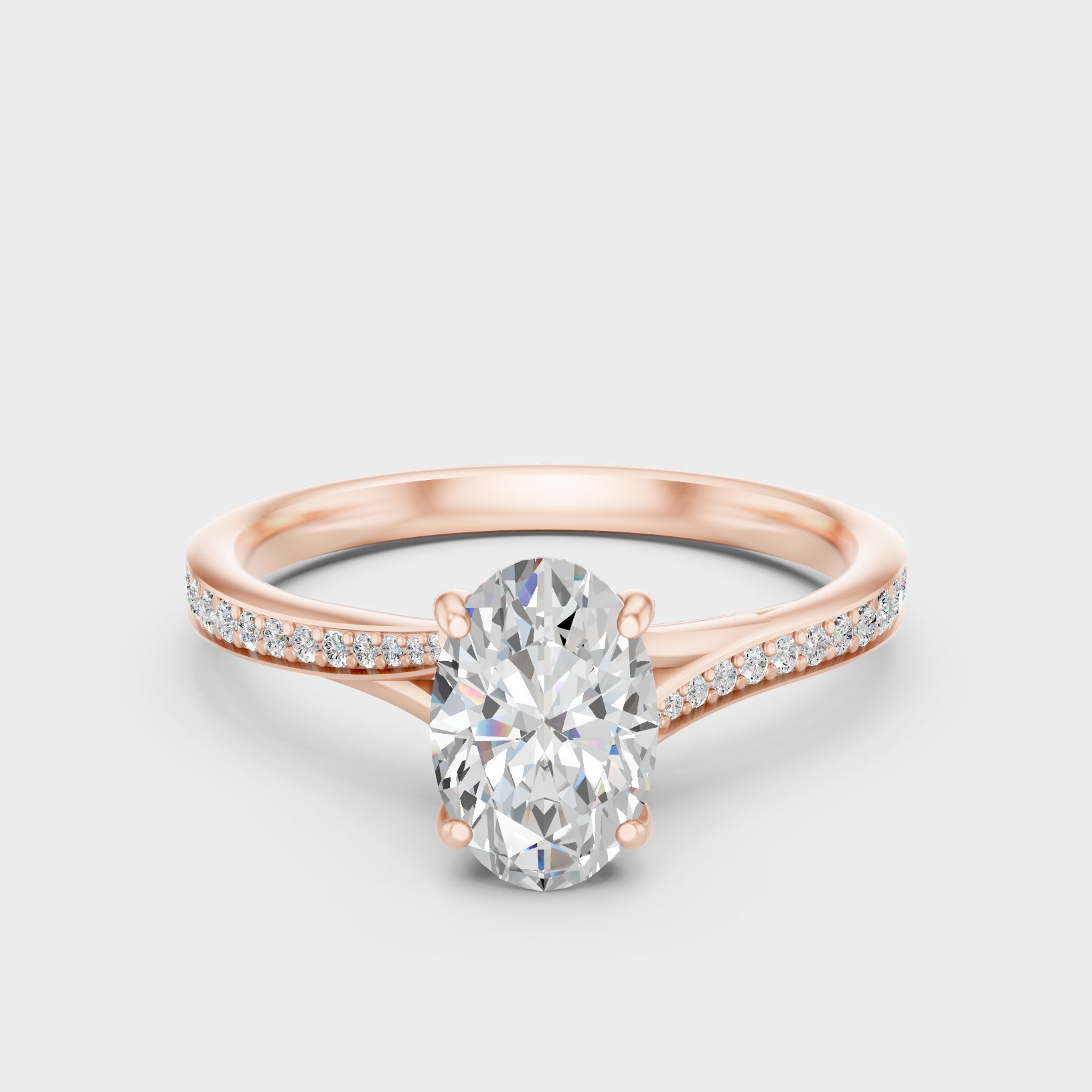Oval Cut Lab Diamond Ring In Rose Gold